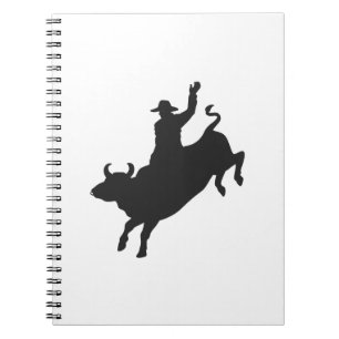 Silhouette eines Rodeo-Stierritters Notizblock