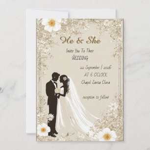 🌿 Silhouette eines romantischen Paares mit floral Einladung