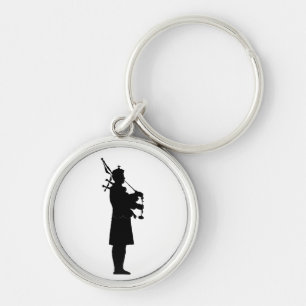 Silhouette eines schottischen Dudelsackpfeifers Schlüsselanhänger