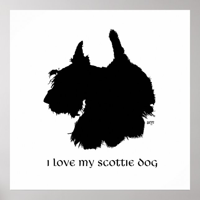 Silhouette eines Schottischen Terriers Poster (Vorne)