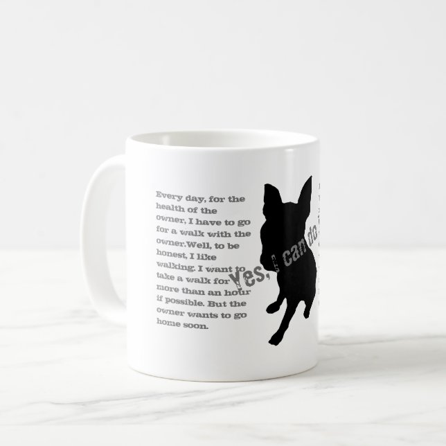 Silhouette eines Sitzhundes Kaffeetasse (Vorderseite Links)