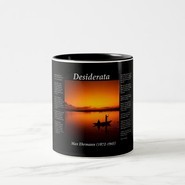 Silhouette eines Vater- und Sohnfischens im Weiß Zweifarbige Tasse (Mittel)