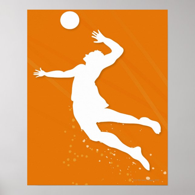 Silhouette eines Volleyballspielers Poster (Vorne)