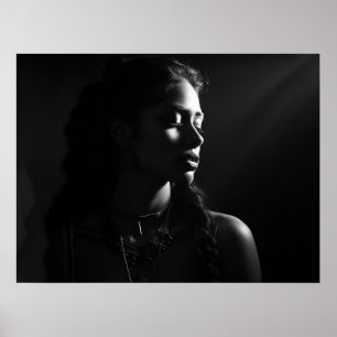 Silhouette eines weiblichen Gesichts B&W-Fotos Poster