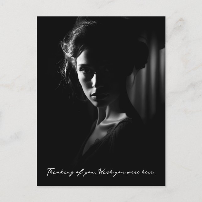 Silhouette eines weiblichen Gesichts B&W-Fotos Postkarte (Vorderseite)