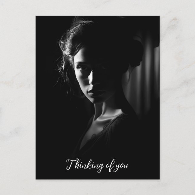 Silhouette eines weiblichen Gesichts B&W-Fotos Postkarte (Vorderseite)