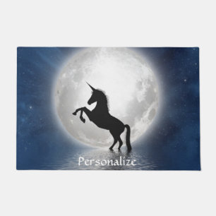 Silhouette Einhorn gegen Vollmond Personalisiert Fußmatte