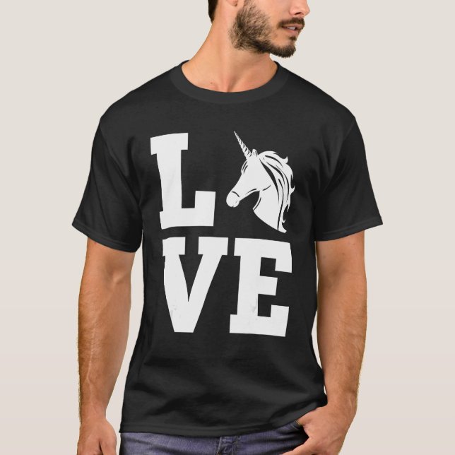 Silhouette Einhorn Pferd wie Liebe Einhorn T-Shirt (Vorderseite)