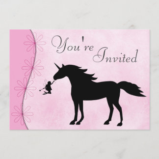 Silhouette Einhorn und Fairy Einladung zum Geburts