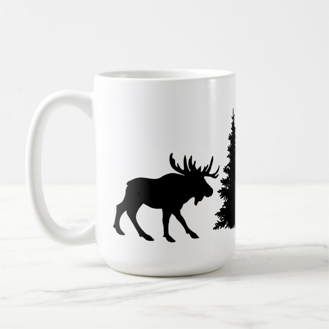 Silhouette Elch & Baum Kaffeetasse (Links)