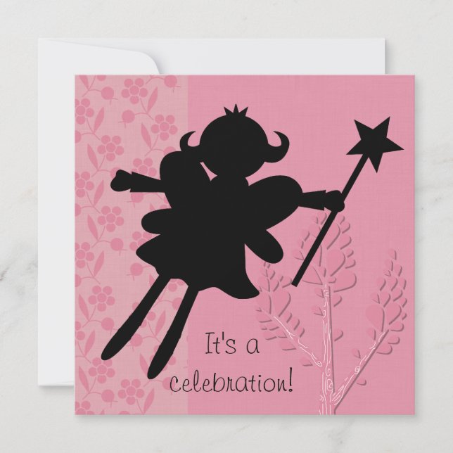 Silhouette-feenhafte Prinzessin Birthday Einladung (Vorderseite)