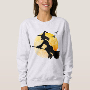Silhouette Flying Wicked Witze Orange Moon Sweatshirt