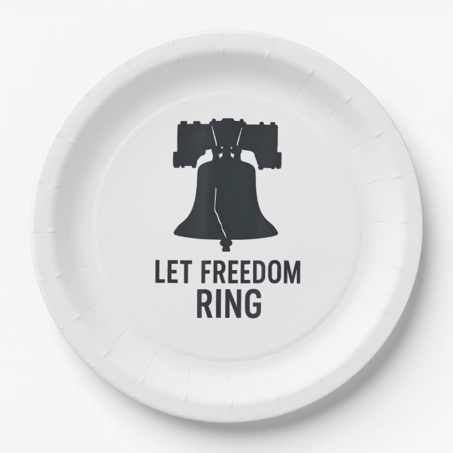 Silhouette "Freedom Ring Bell" gelassen Moderner U Pappteller (Vorderseite)