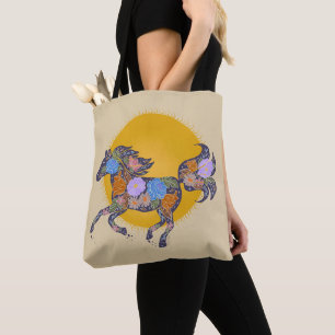 Silhouette für Blumenpferde_Lila Tote Beutel