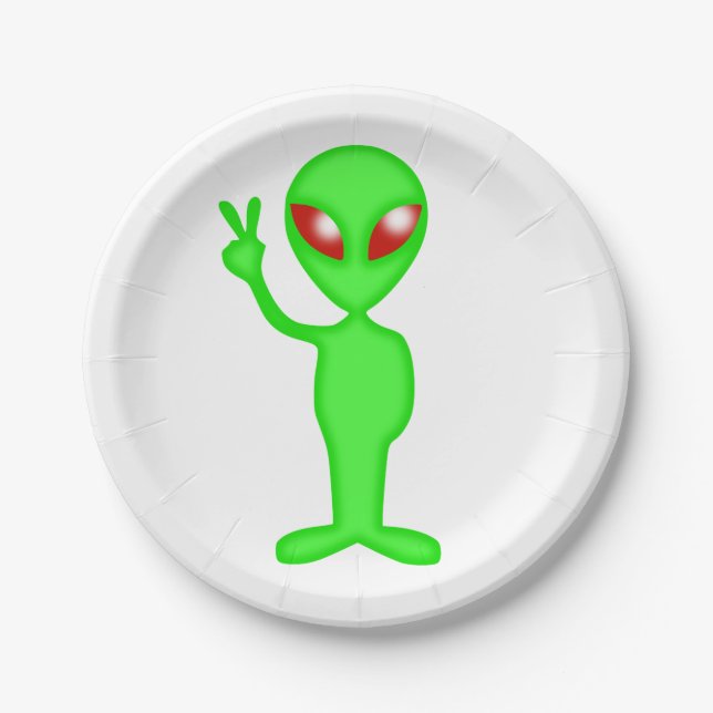 Silhouette für grüne Alien Pappteller (Vorderseite)