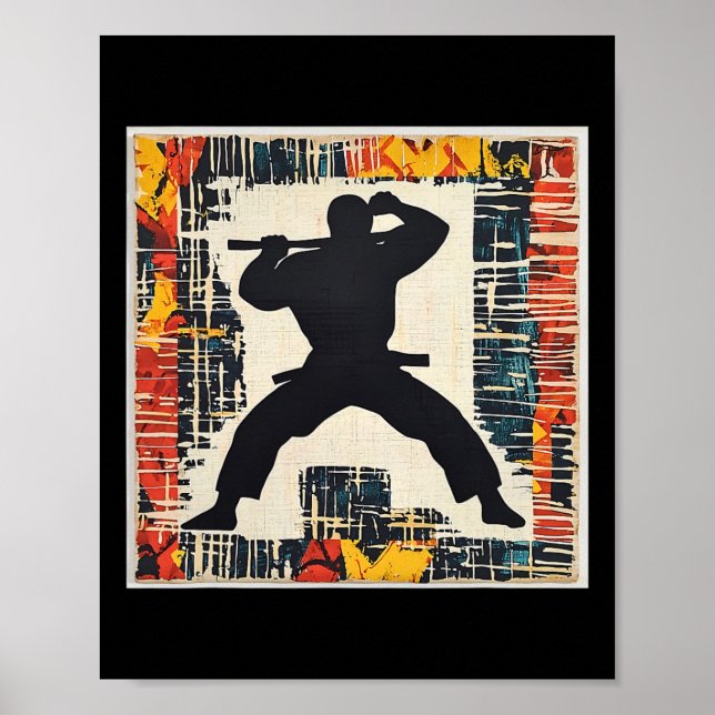 Silhouette für Kampfkunst Abstrakt Poster (Vorne)