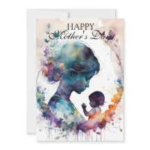 Silhouette für Kinder und Mutter Wasserfarbe Kunst