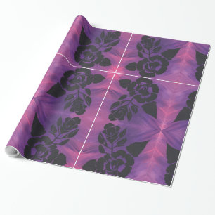 Silhouette für lila- und rosa Rosenumschlag Geschenkpapier