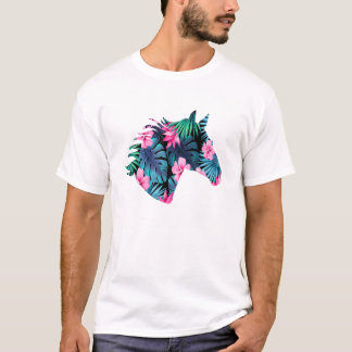 Silhouette für Pferde Lover Hawaiian Floral T T-Shirt