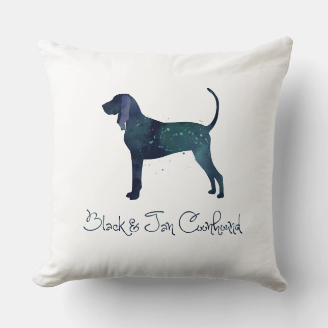 Silhouette für Schwarz-Tan Coonhound Kissen (Vorderseite)