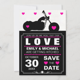 Silhouette für Schwarz-Weiß-Motorräder Save the Da Date
