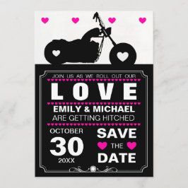 Silhouette für Schwarz-Weiß-Motorräder Save the Da Einladung