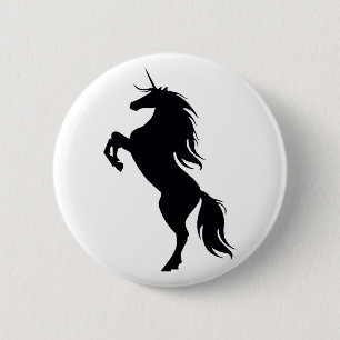 Silhouette für Schwarzes Einhorn Button