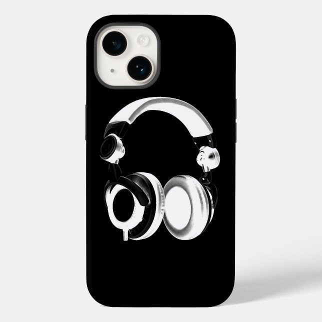 Silhouette für Schwarzweiß-Headphones Case-Mate iPhone Hülle (Rückseite)