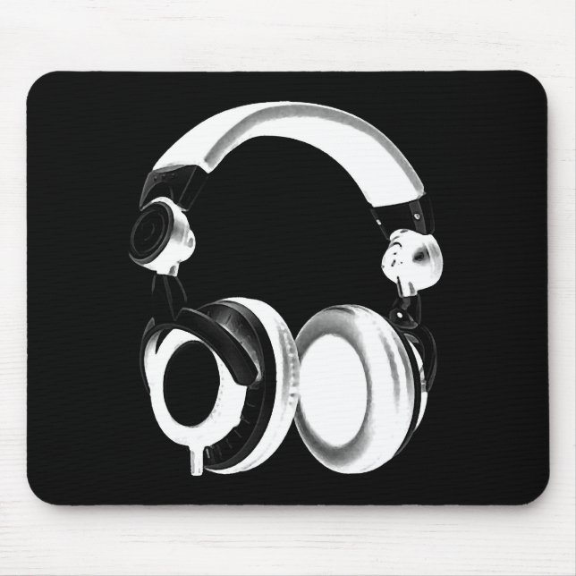 Silhouette für Schwarzweiß-Headphones Mousepad (Vorne)