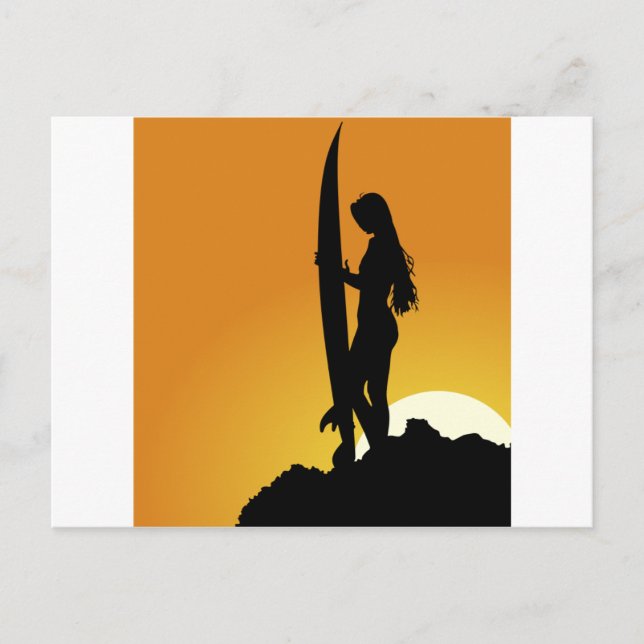 Silhouette für Surfer Postkarte (Vorderseite)