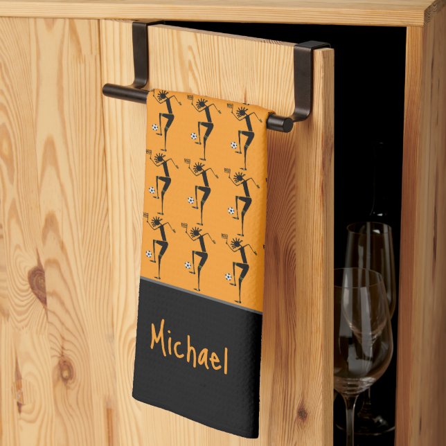 Silhouette Fußball, afrikanische Kunstszene Geschirrtuch (Drittel gefaltet)