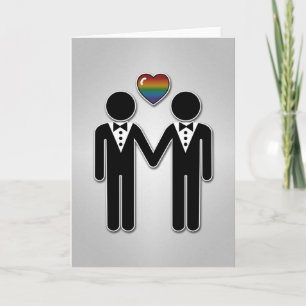 Silhouette Gay Grooms mit Regenbogenherz Karte