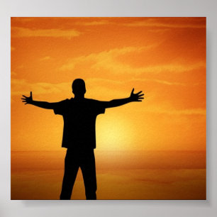 Silhouette gegen die Sonne Poster