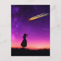 Silhouette Girl beobachtet Meteorabsturz auf der E
