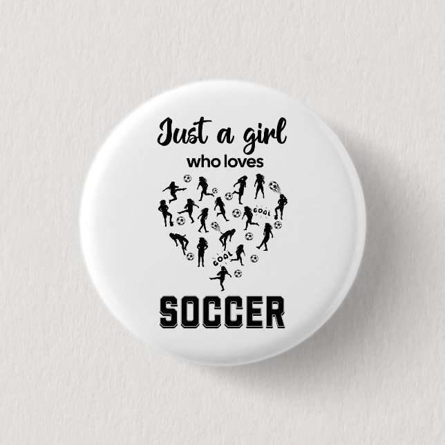 Silhouette Girls spielen Fußball Button (Vorderseite)