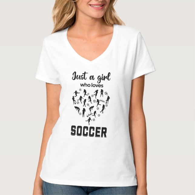 Silhouette Girls spielen Fußball T-Shirt (Vorderseite)