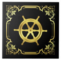 Silhouette/Gold/Schwarz des Schiffes