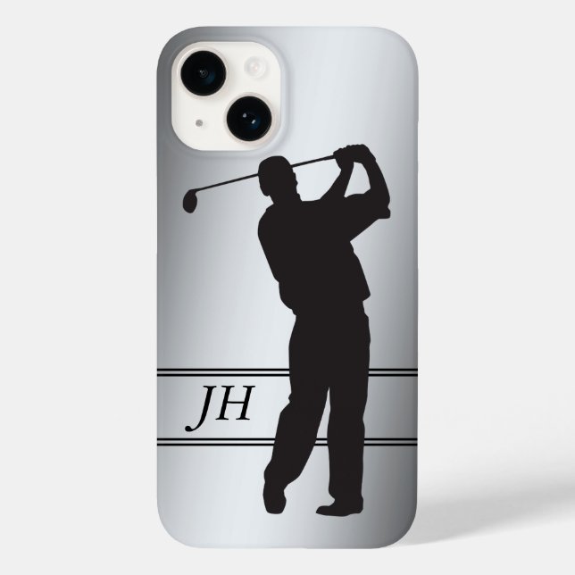 Silhouette Golfer Monogram Case-Mate iPhone Hülle (Rückseite)