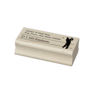 Silhouette Golfer Rücksendeadresse Holzkunst Brief Gummistempel