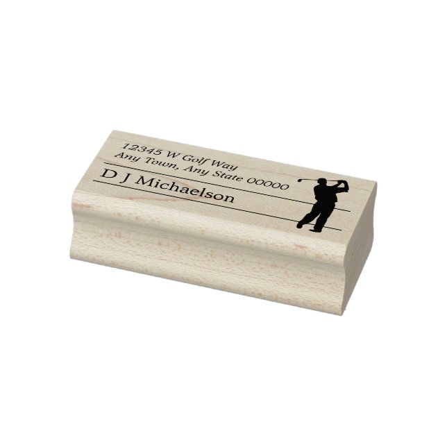 Silhouette Golfer Rücksendeadresse Holzkunst Brief Gummistempel (Stempel)