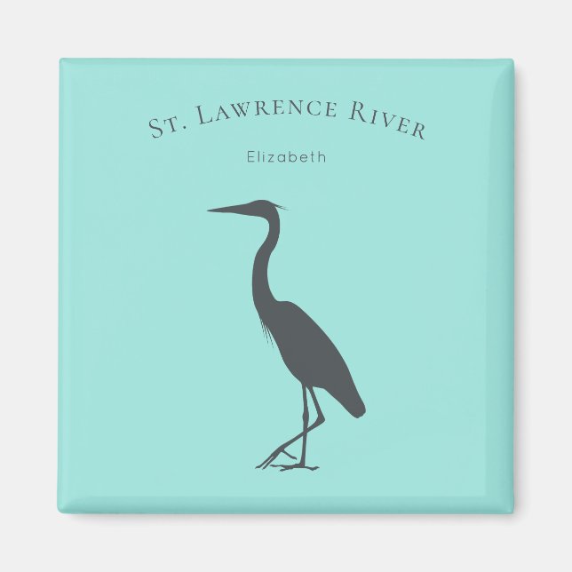 Silhouette Great Blue Heron stehend personalisiert Magnet (Vorne)
