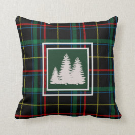Silhouette "Grüner Tartan Karierter Pine Tree" Kissen