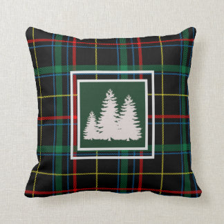 Silhouette "Grüner Tartan Karierter Pine Tree" Kissen