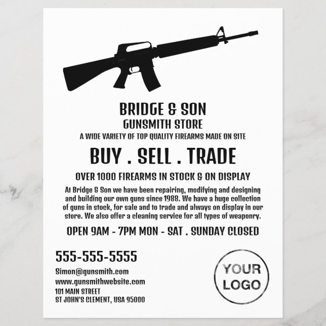 Silhouette, Gunsmith, Werbung in Verkaufsräumen Flyer (Vorne)