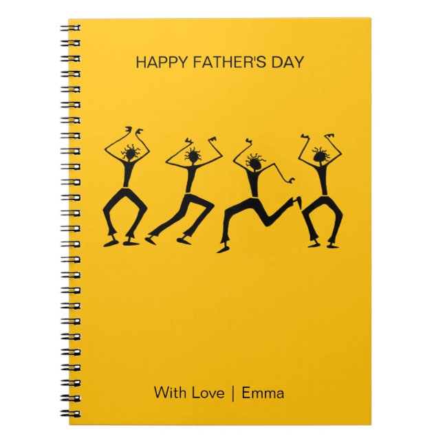 Silhouette Happy Party Tänzer Vater Notizblock (Vorderseite)