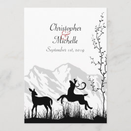 Silhouette Hirsch und Gebirge Einladung Hochzeit