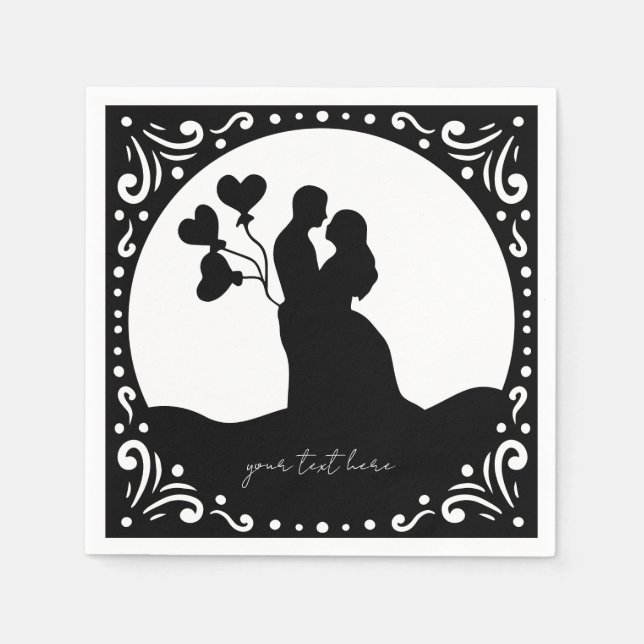 Silhouette Hochzeitspapiere Serviette (Vorderseite)