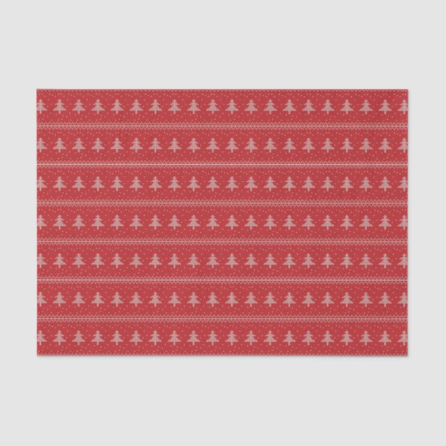 Silhouette Holiday Trees Rotes Muster Seidenpapier (Vorderseite)