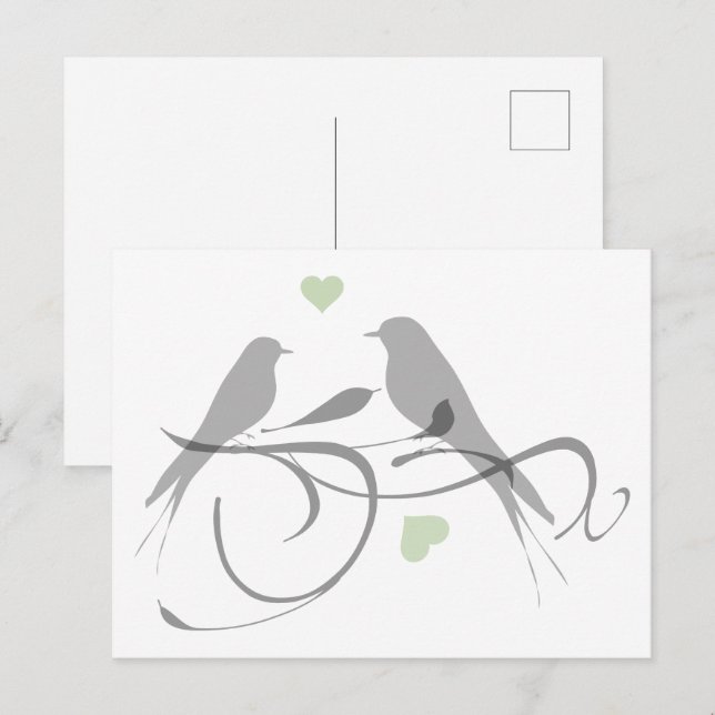 Silhouette hört und liebt Vögel Postkarte (Vorne/Hinten)