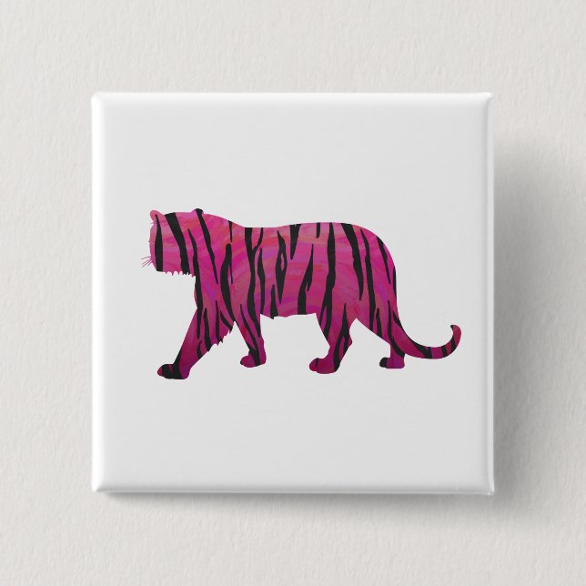 Silhouette Hot Pink und Black Tiger Button (Vorderseite)
